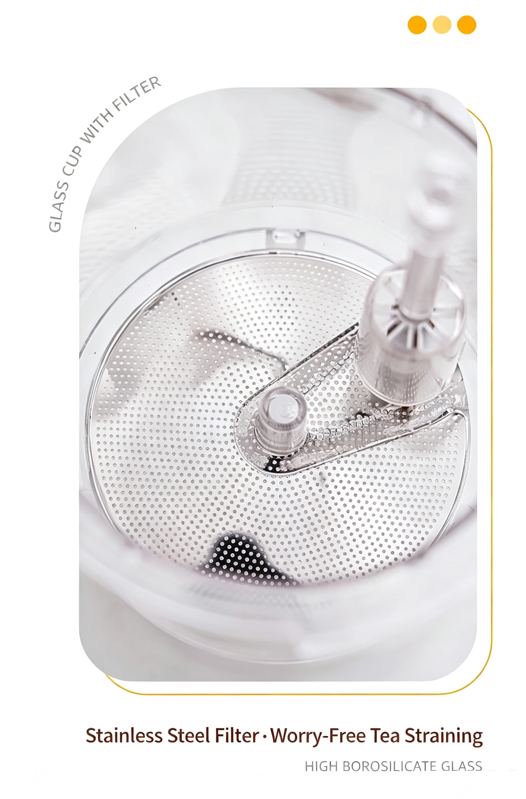 Glass Tea Infuser Mug 450ml — Press Button Brewer, Plastic Lid, 3 Colours