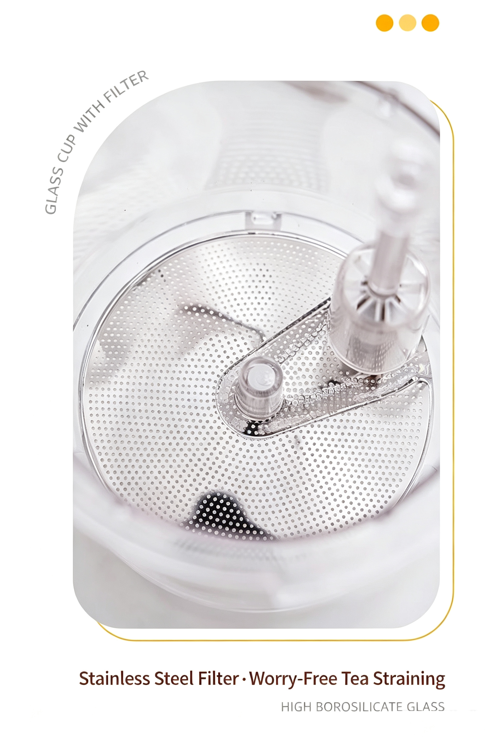 Glass Tea Infuser Mug 450ml — Press Button Brewer, Plastic Lid, 3 Colours